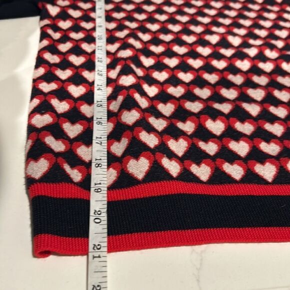 Chinti & Parker Navy/Red/White Heart Print Wool Sweater, Size Small - Picture 8 of 12